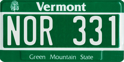 VT license plate NOR331
