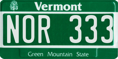 VT license plate NOR333