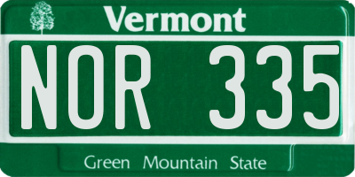 VT license plate NOR335