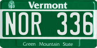 VT license plate NOR336