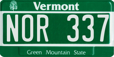 VT license plate NOR337