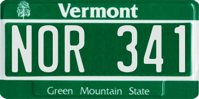 VT license plate NOR341