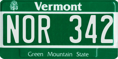 VT license plate NOR342