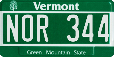 VT license plate NOR344
