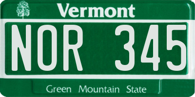 VT license plate NOR345