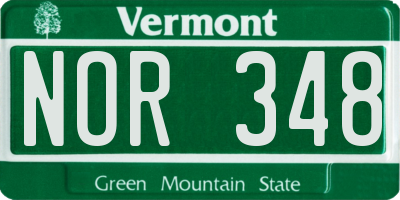 VT license plate NOR348