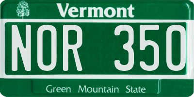 VT license plate NOR350
