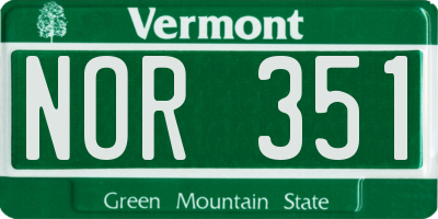 VT license plate NOR351
