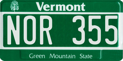 VT license plate NOR355