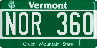VT license plate NOR360
