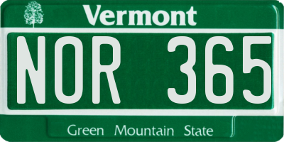 VT license plate NOR365