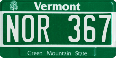 VT license plate NOR367