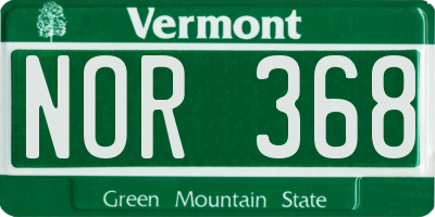 VT license plate NOR368