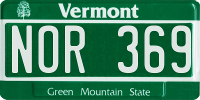 VT license plate NOR369