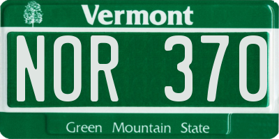 VT license plate NOR370
