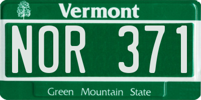 VT license plate NOR371