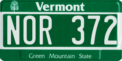 VT license plate NOR372