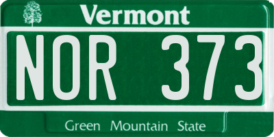 VT license plate NOR373