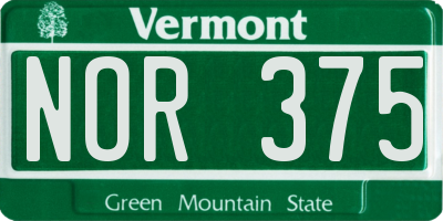 VT license plate NOR375