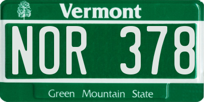 VT license plate NOR378