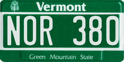 VT license plate NOR380