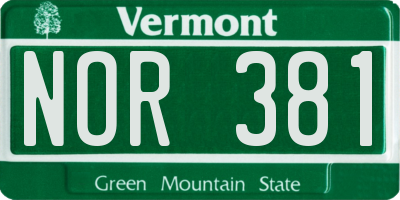 VT license plate NOR381