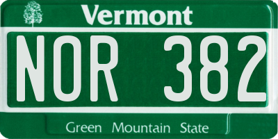 VT license plate NOR382