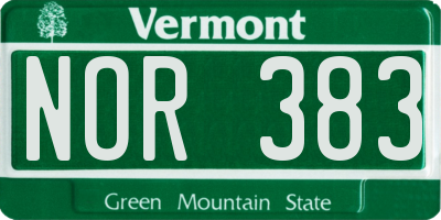 VT license plate NOR383