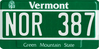 VT license plate NOR387
