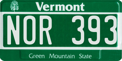 VT license plate NOR393