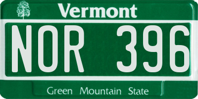 VT license plate NOR396