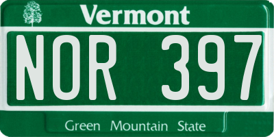 VT license plate NOR397