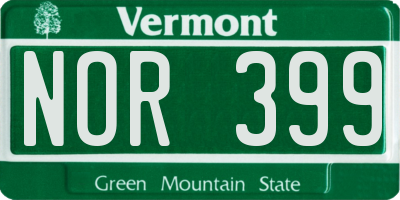 VT license plate NOR399
