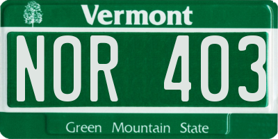 VT license plate NOR403