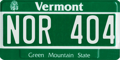 VT license plate NOR404
