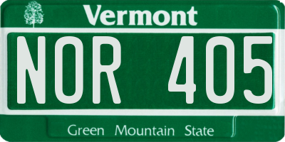 VT license plate NOR405