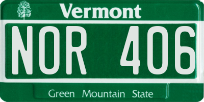 VT license plate NOR406