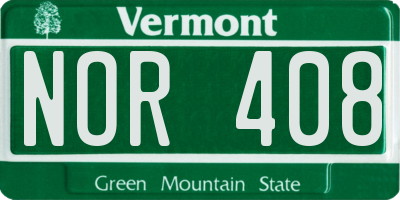 VT license plate NOR408