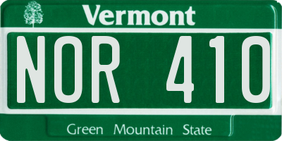 VT license plate NOR410