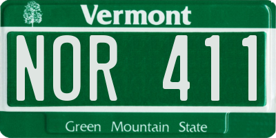 VT license plate NOR411