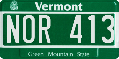 VT license plate NOR413