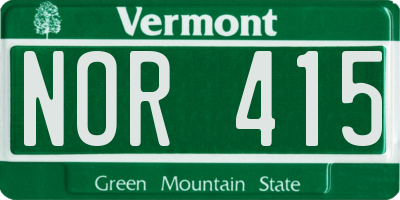 VT license plate NOR415