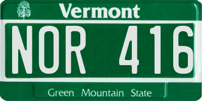 VT license plate NOR416