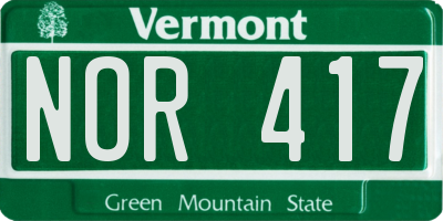 VT license plate NOR417
