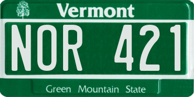 VT license plate NOR421