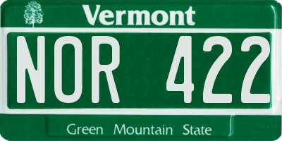 VT license plate NOR422