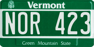 VT license plate NOR423