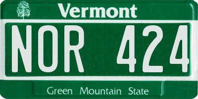 VT license plate NOR424