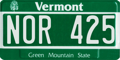 VT license plate NOR425