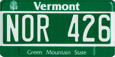 VT license plate NOR426